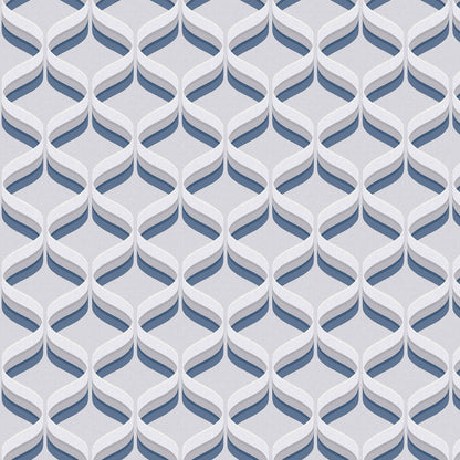 Retro Ogee Wallpaper - Blue