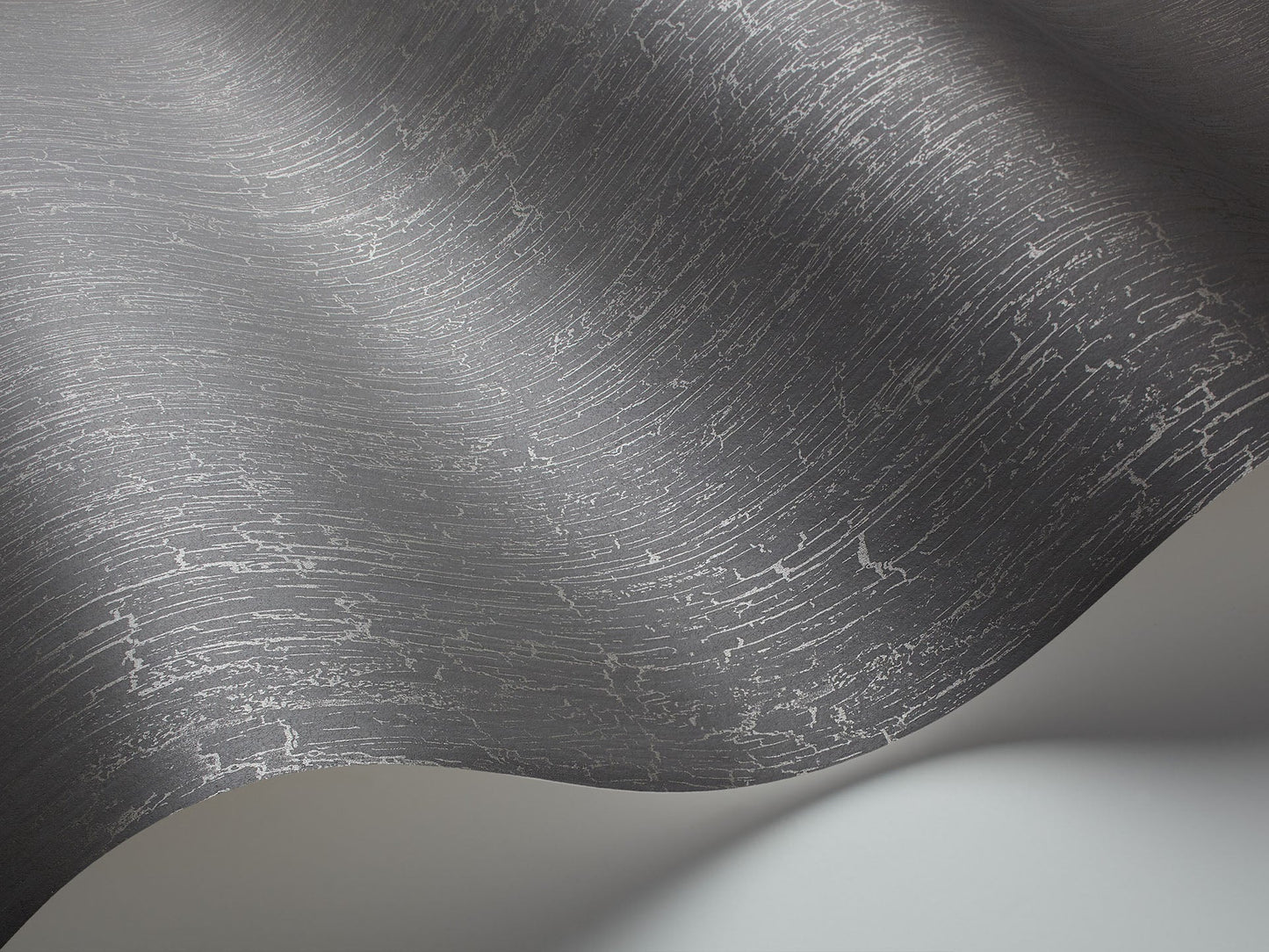 Crackle Curio Wallpaper - Metallic Gilver on Charcoal - 107/11050