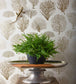 Seafern Wallpaper - Metallic Gold on Charcoal - 107/2006