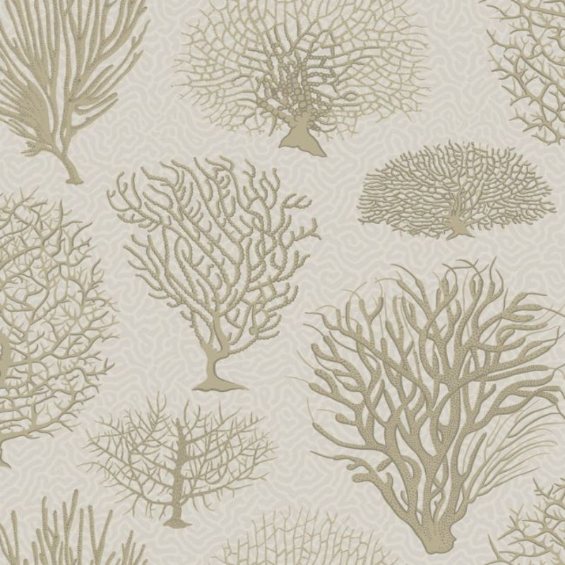 Seafern Wallpaper - Metallic Gilver on Stone - 107/2010