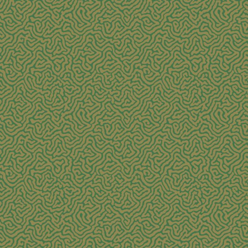 Vermicelli Wallpaper - Metallic Gold on Emerald - 107/4022