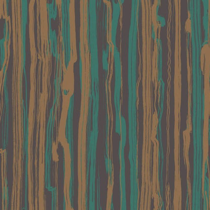 Strand Wallpaper - Metallic Bronze & Viridian on Soot - 107/7036