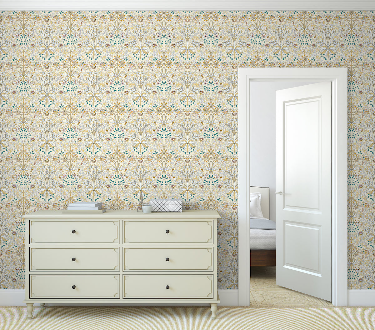 1080 - Woodland Wallpaper - Woodland Cream by Morris Collections