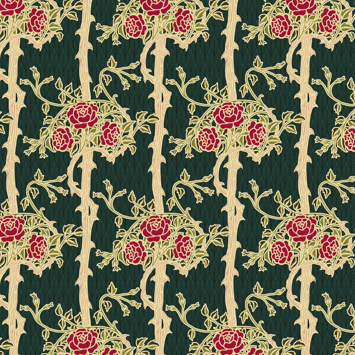 1088 - Forest Rose Wallpaper - Black Red by Morris Collections