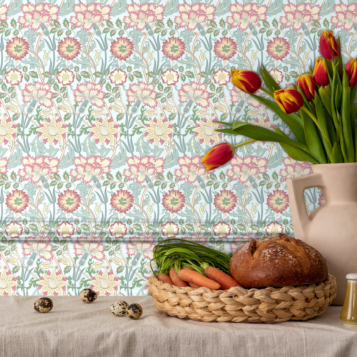 1089 - Iris & Chrysanthemum Wallpaper - Sapphire Blue by Morris Collections