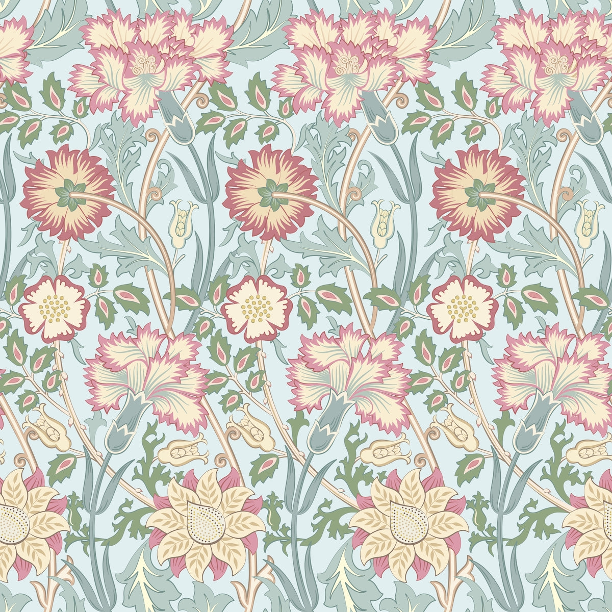 1089 - Iris & Chrysanthemum Wallpaper - Sapphire Blue by Morris Collections
