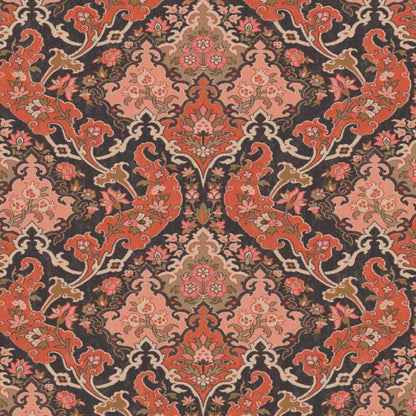 Pushkin Wallpaper - Coral & Rouge on Soot - 108/8039