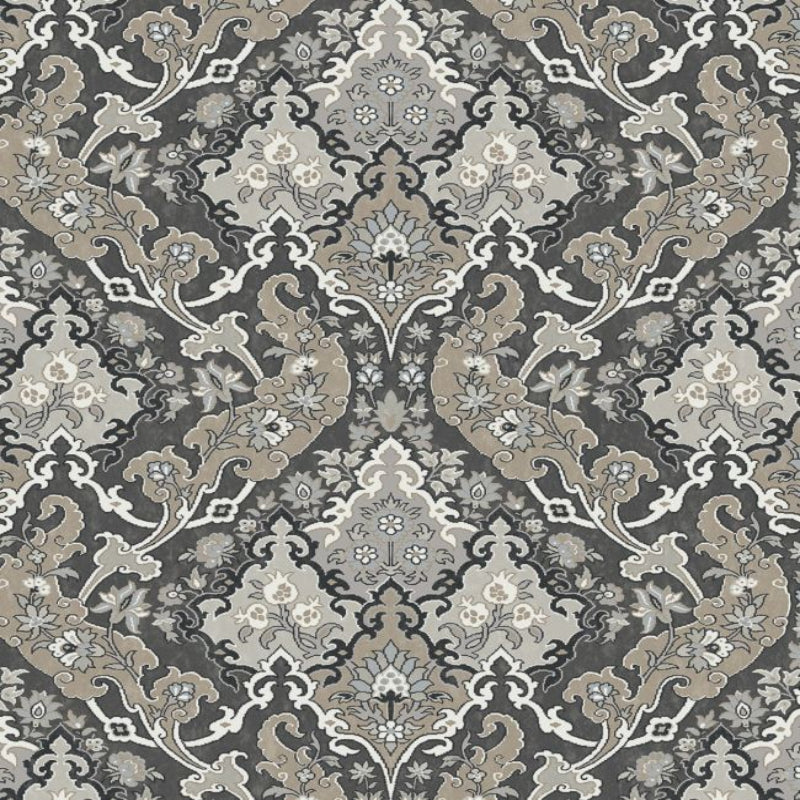 Pushkin Wallpaper - Stone & Taupe on Soot - 108/8043