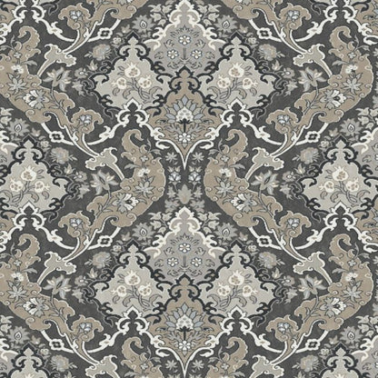 Pushkin Wallpaper - Stone & Taupe on Soot - 108/8043