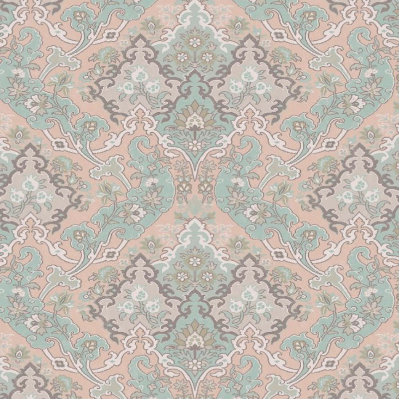 Pushkin Wallpaper - Stone & Duck Egg on Plaster Pink - 108/8044