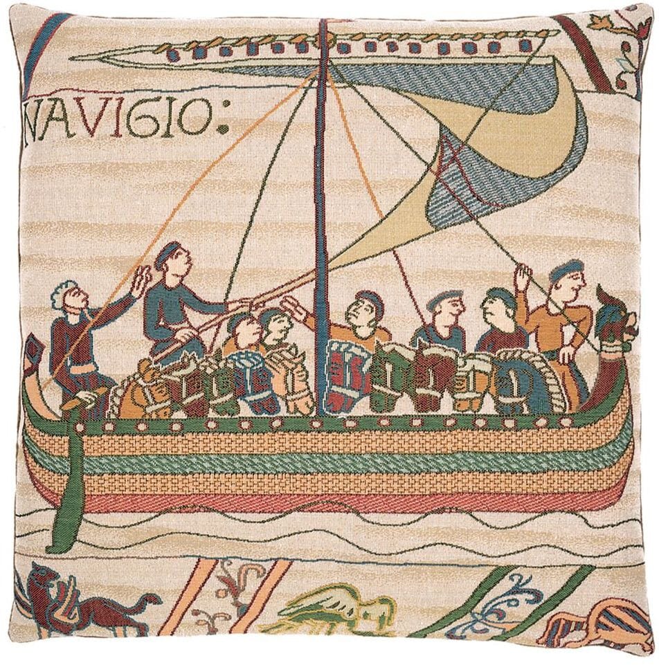 Bayeux Boatmen Tapestry Cushion with Feather Filler 