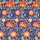 1095 - Iris & Chrysanthemum Wallpaper - Azure Blue Red by Morris Collections