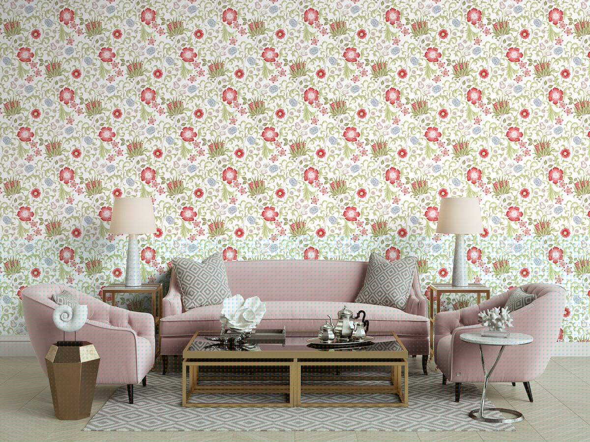 1096 - Summer Field Wallpaper - Linen Cream by Morris Collections