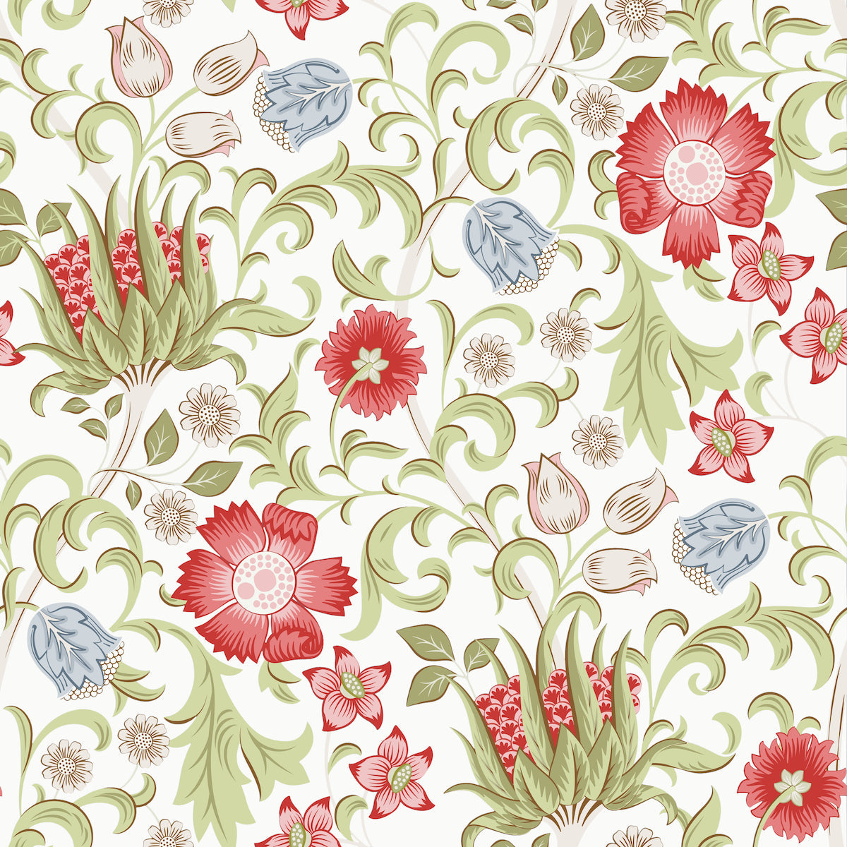 1096 - Summer Field Wallpaper - Linen Cream by Morris Collections