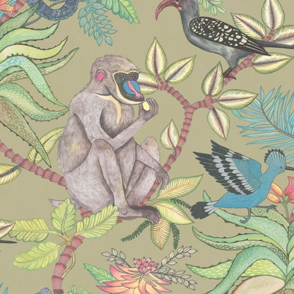 Savuti Wallpaper - Bright Multi on Old Olive - 109/1005