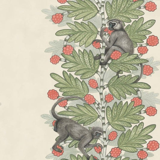 Acacia Wallpaper - Olive & Coral on Parchment - 109/11051