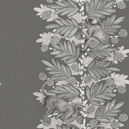 Acacia Wallpaper - Charcoal & Metallic Silver on Soot - 109/11055