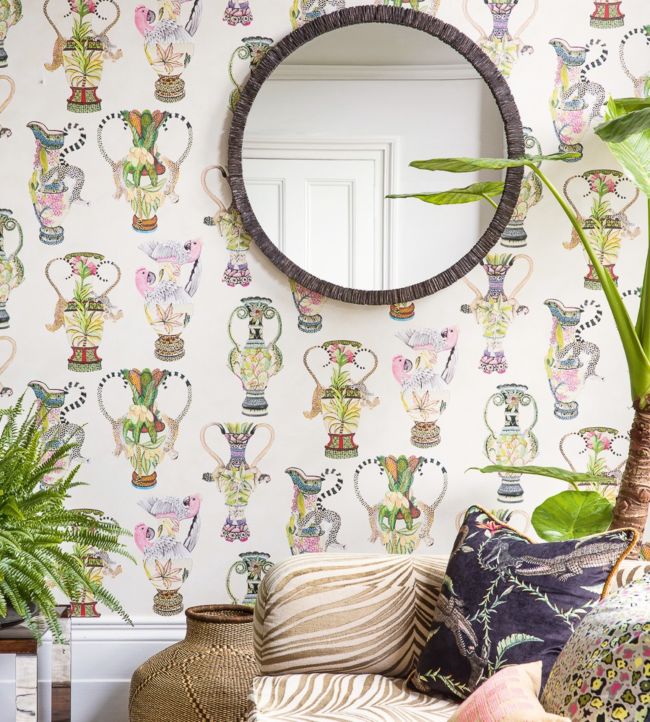Khulu Vases Wallpaper - Multi on Cream - 109/12057
