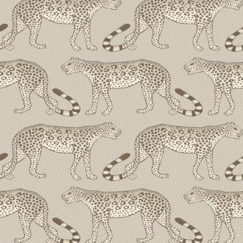 Leopard Walk Wallpaper - Safari on Taupe - 109/2012
