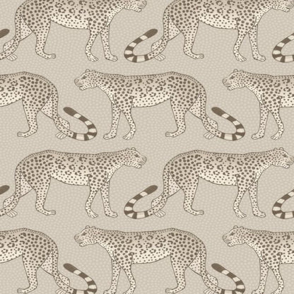 Leopard Walk Wallpaper - Safari on Taupe - 109/2012