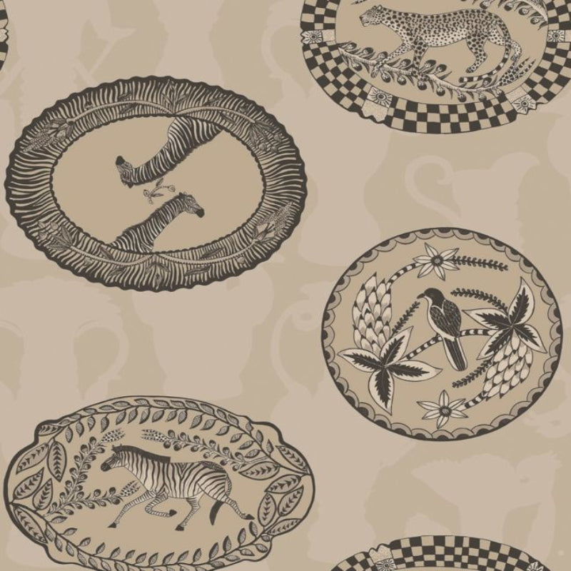 Matrinah Wallpaper - Metallic Gilver & Charcoal on Linen - 109/4020