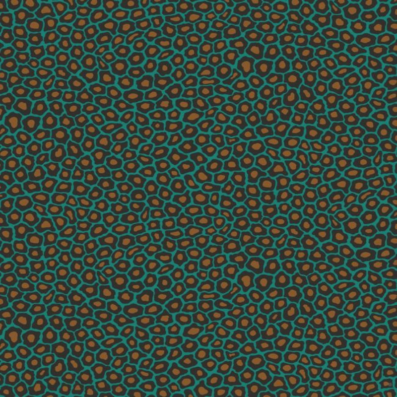 Senzo Spot Wallpaper - Charcoal & Metallic Gold on Teal - 109/6033