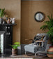 Senzo Spot Wallpaper - Charcoal & Metallic Gold on Teal - 109/6033