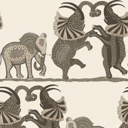 Safari Dance Wallpaper - Linen & Charcoal on Parchment - 109/8036