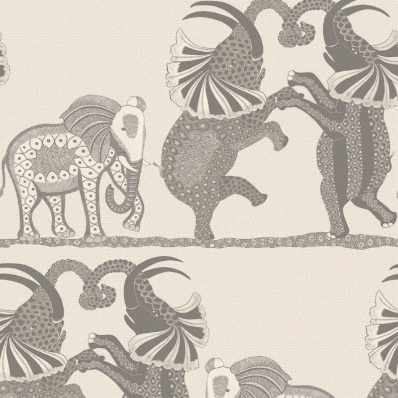 Safari Dance Wallpaper - Parchment & Soot on Stone - 109/8037