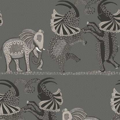 Safari Dance Wallpaper - Stone & Black on Charcoal - 109/8039