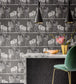 Safari Dance Wallpaper - Stone & Black on Charcoal - 109/8039