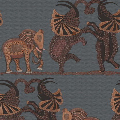 Safari Dance Wallpaper - Ginger & Red on Charcoal - 109/8040