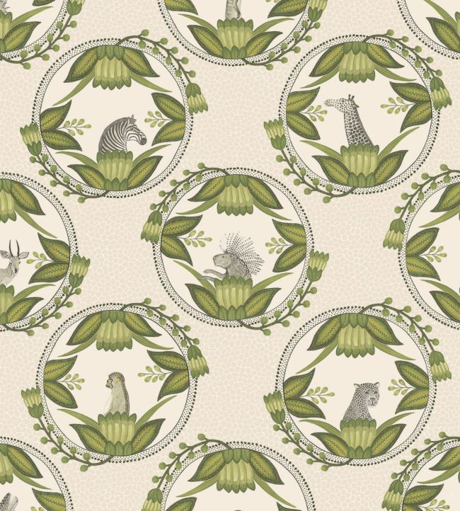 Ardmore Cameos Wallpaper - Olive Green on Stone - 109/9041