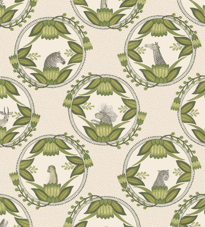 Ardmore Cameos Wallpaper - Olive Green on Stone - 109/9041