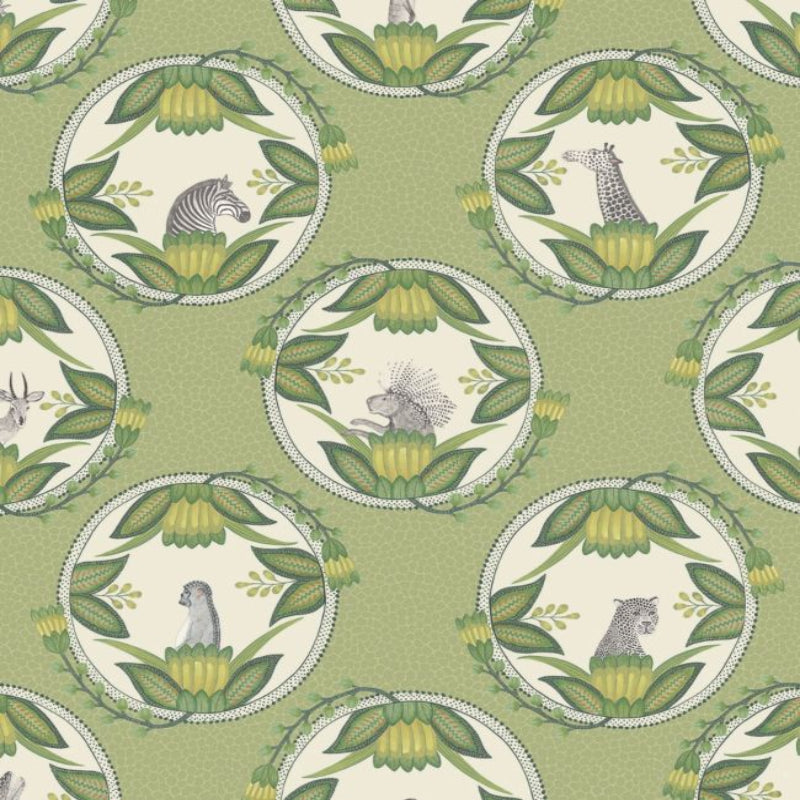Ardmore Cameos Wallpaper - Olive Green - 109/9042