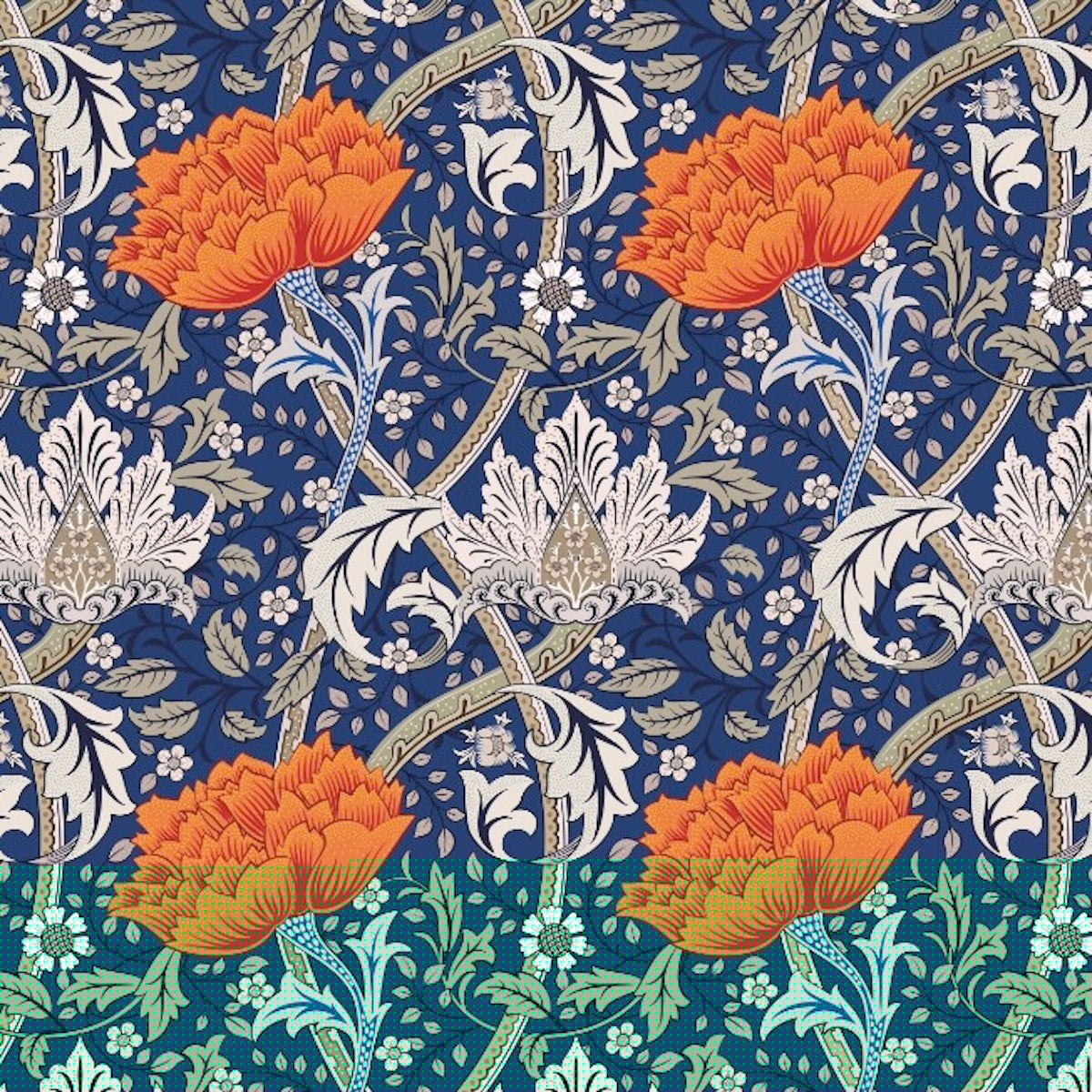 1104 - Windrush Wallpaper - Cobalt Blue by Morris Collections