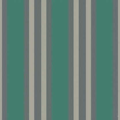 Polo Stripe Wallpaper - Viridian & Metallic Gilver - 110/1002