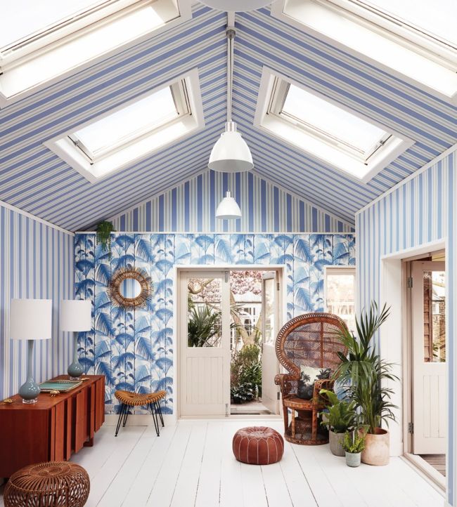 Polo Stripe Wallpaper - Hyacinth Blue & Cerulean - 110/1006
