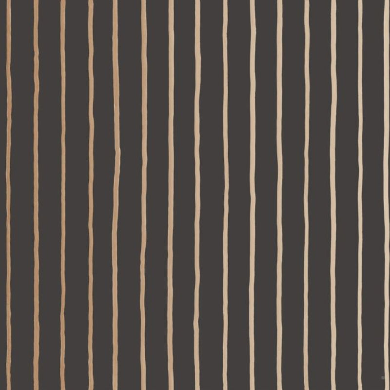 College Stripe Wallpaper - Charcoal & Metallic Gold - 110/7034
