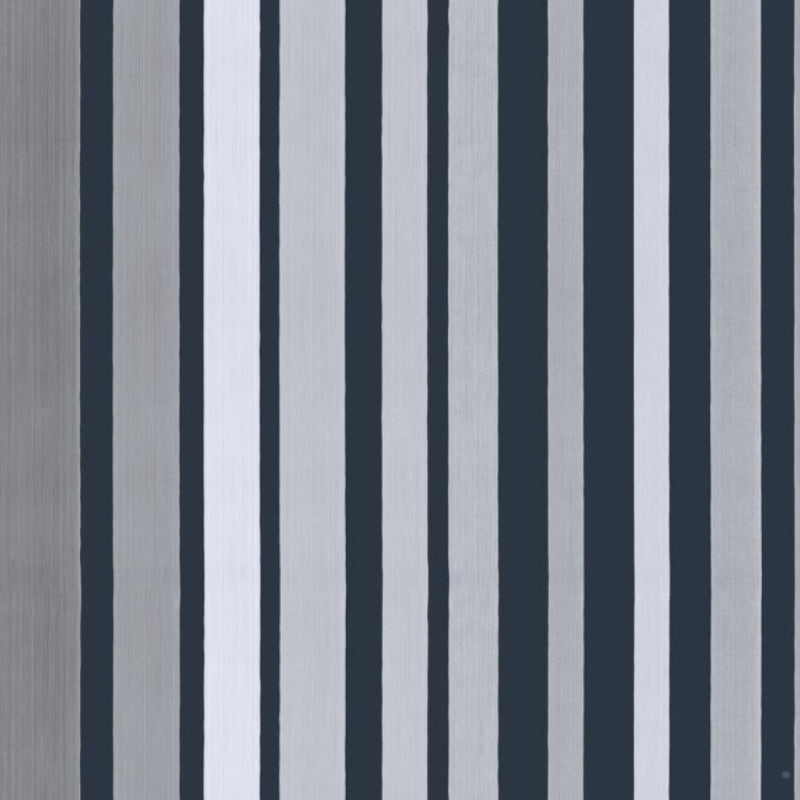 Carousel Stripe Wallpaper - Metallic Silver on Charcoal - 110/9043