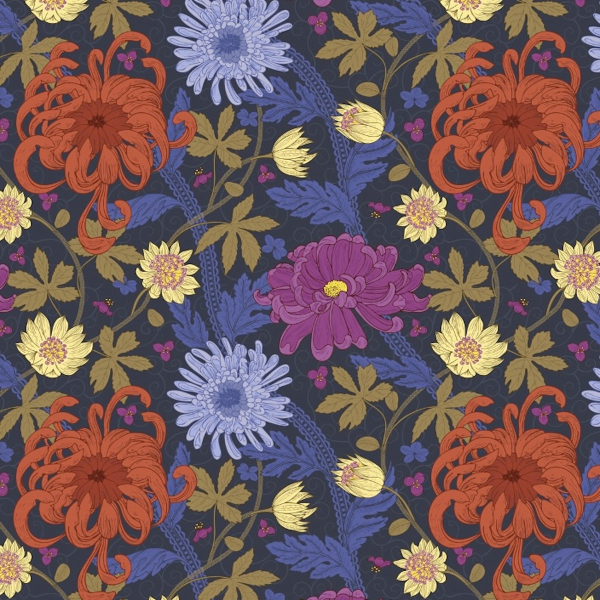 1116 - Kelmscott Wallpaper - Navy Grey Blue by Morris Collections