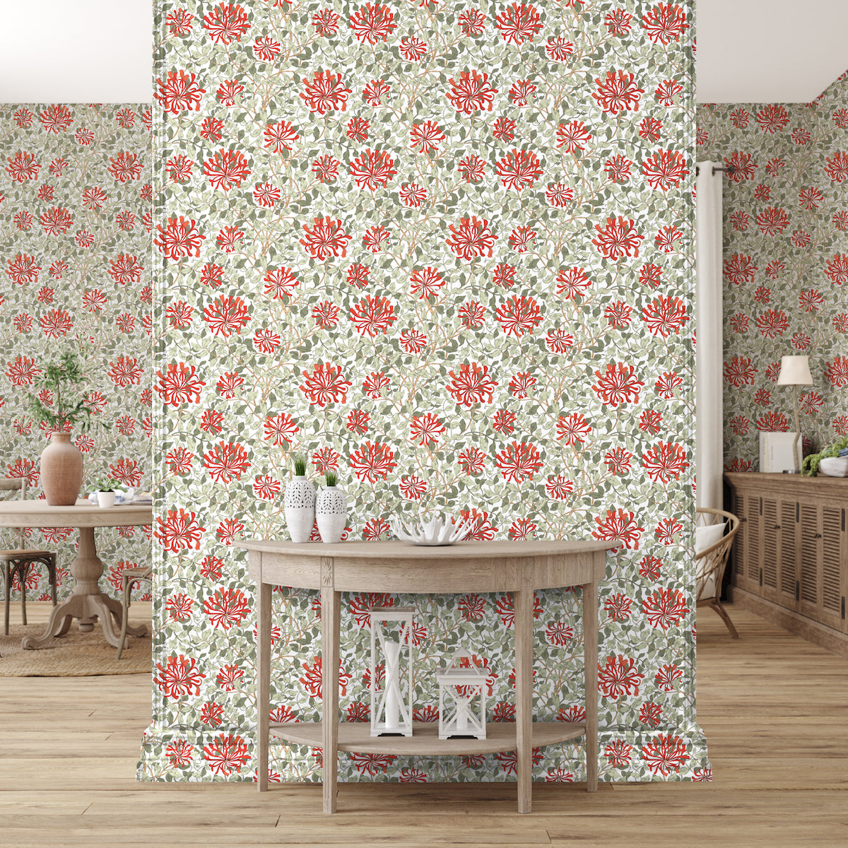 1117 - Honeysuckle Wallpaper - Crimson Red by Morris Collections