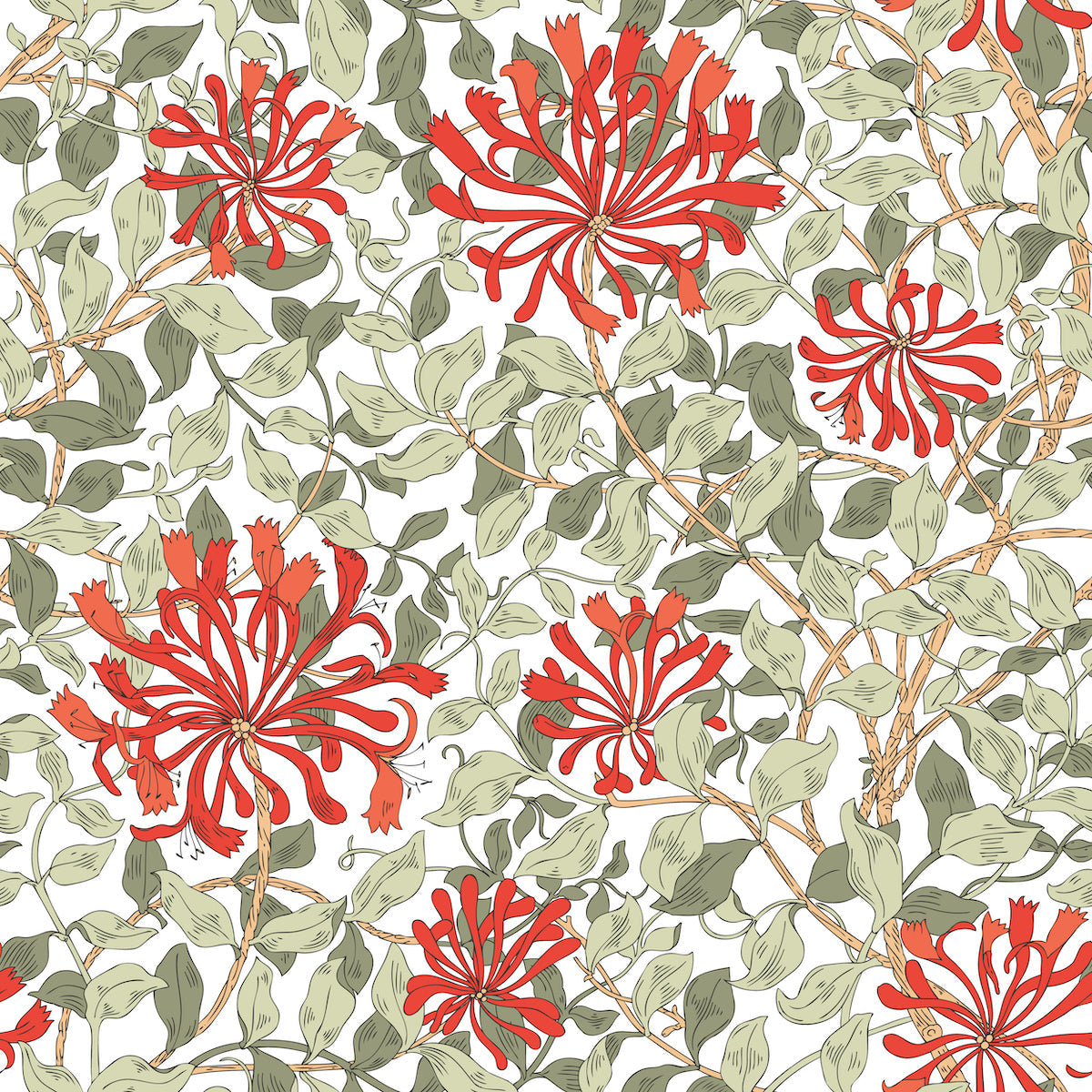 1117 - Honeysuckle Wallpaper - Crimson Red by Morris Collections