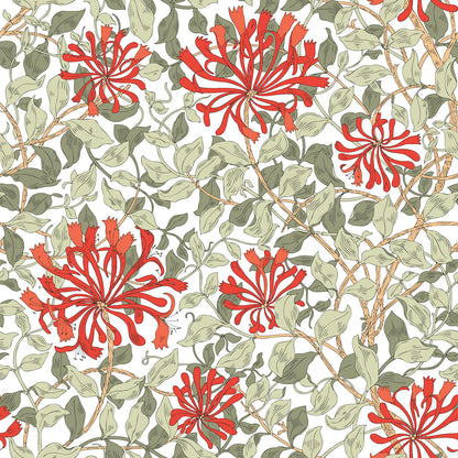 1117 - Honeysuckle Wallpaper - Crimson Red by Morris Collections