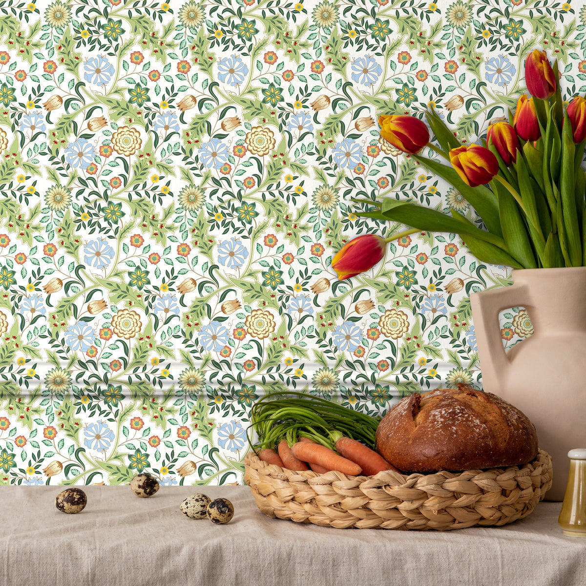 1124 - Honeysuckle & Amaris Wallpaper - Sky Blue by Morris Collections