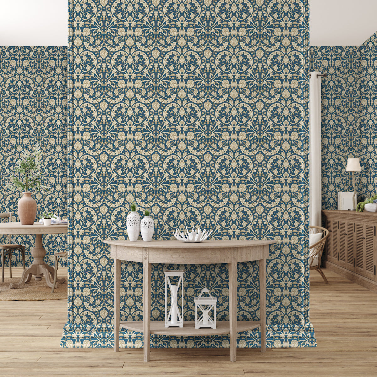 1127 - Hydrangea Wallpaper - Slate Blue by Morris Collections