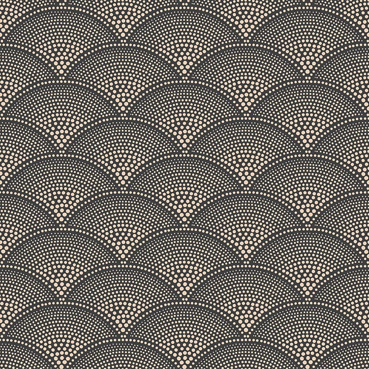 Feather Fan Icons Wallpaper - Charcoal & Metallic Bronze - 112/10033