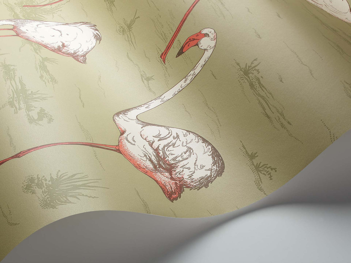 Flamingos Icons Wallpaper - Olive - 112/11038