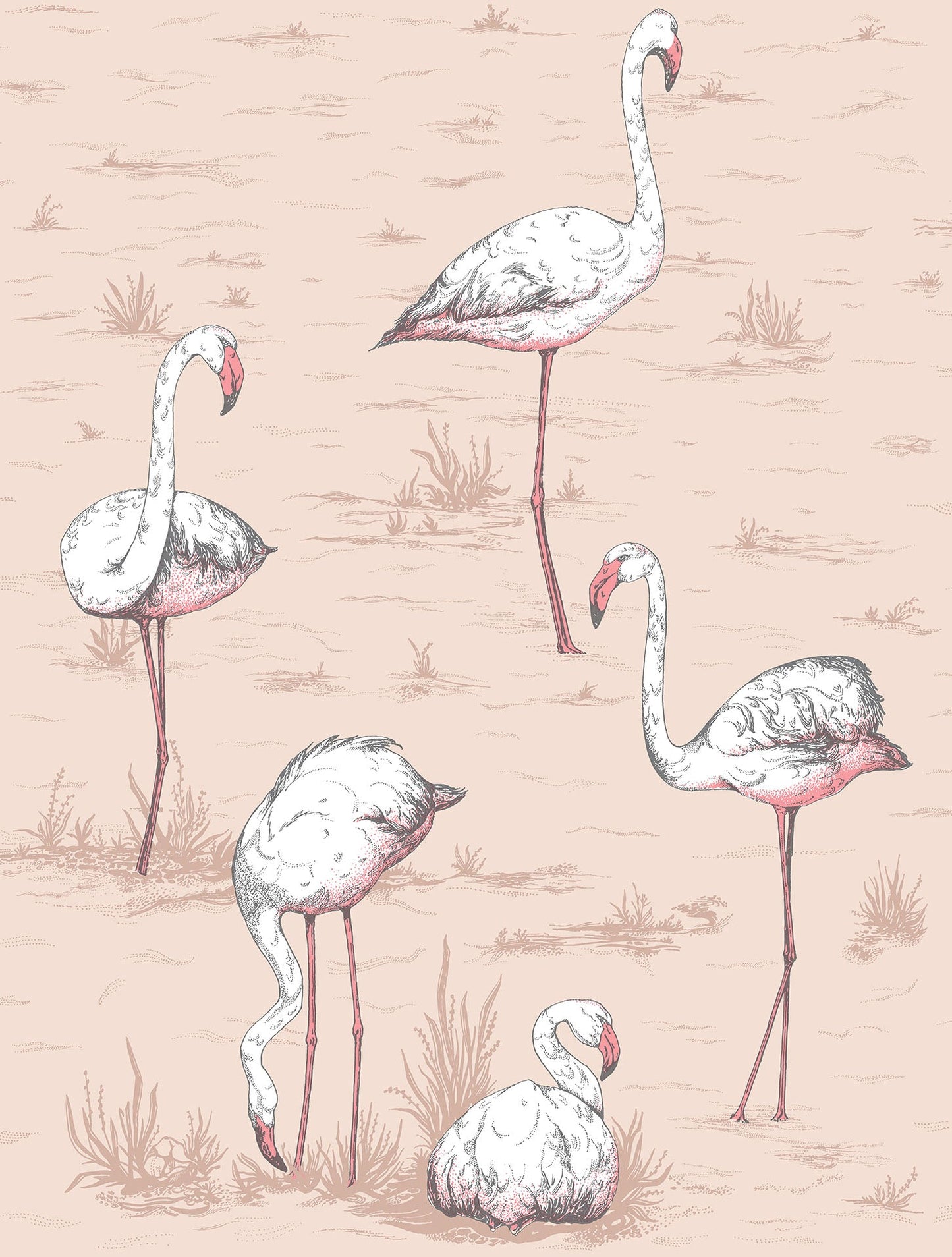 Flamingos Icons Wallpaper - Plaster Pink - 112/11039