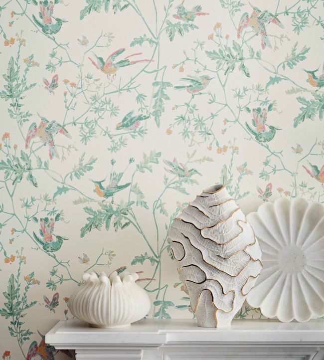 Hummingbirds Wallpaper - Charcoal & Ginger - 112/4017